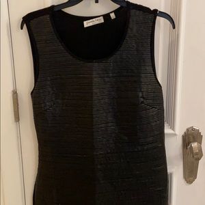 Leather black dress top